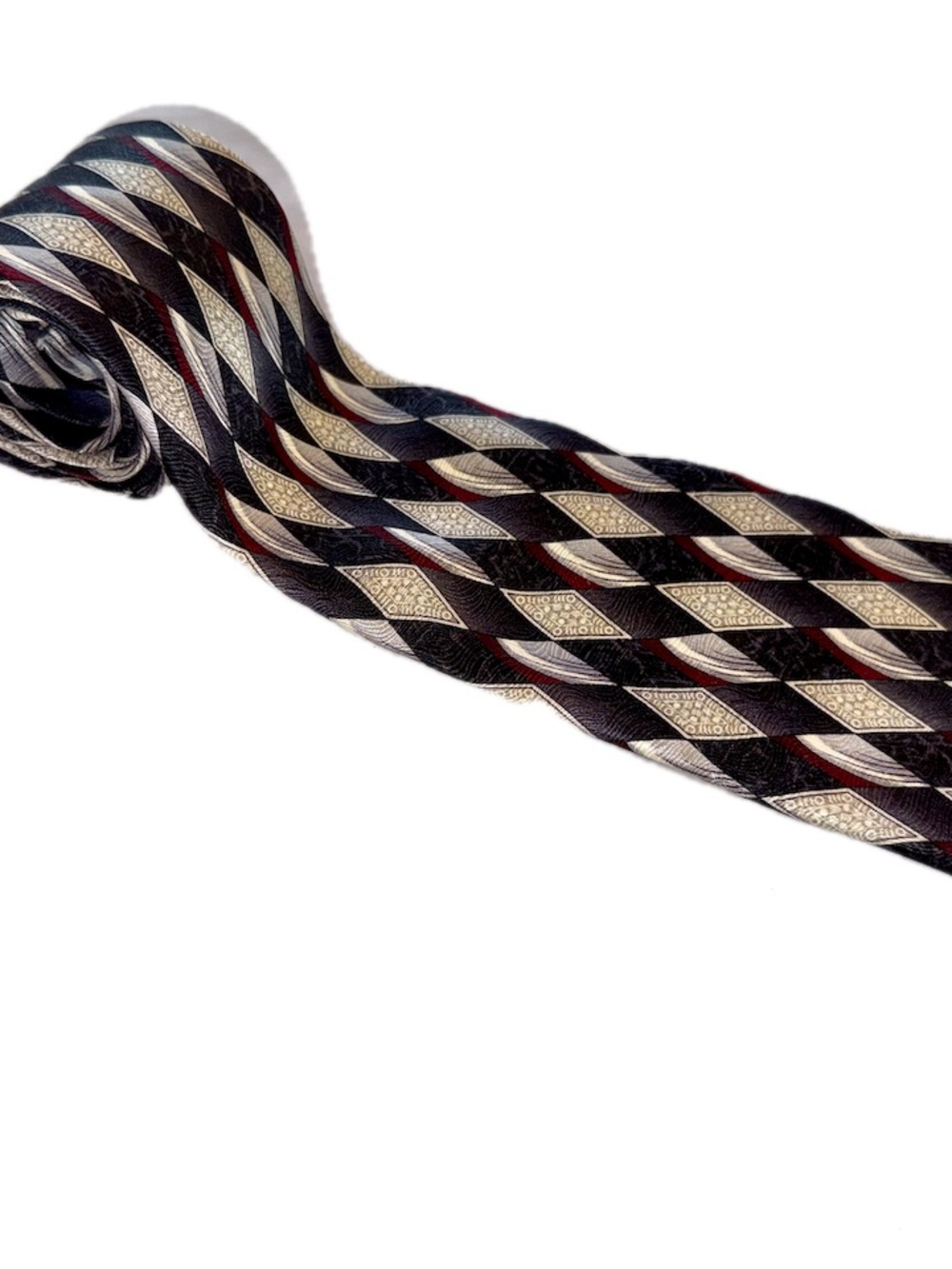 Pierre Cardin Black, Cream & Red Geometric Men's Tie